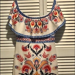 Colorful print off the shoulder dress